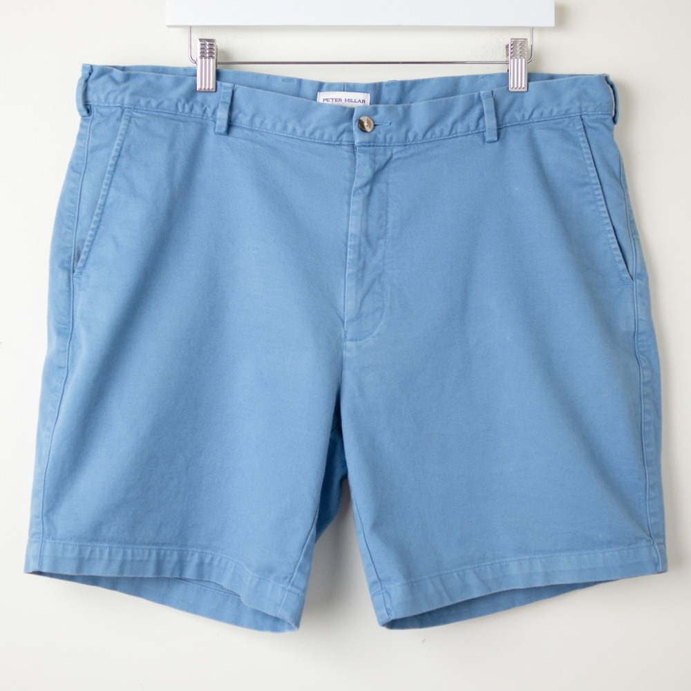 Peter Millar Crown Mens Shorts 38 Blue Pilot Twill Chino Cotton Golf MS23B05